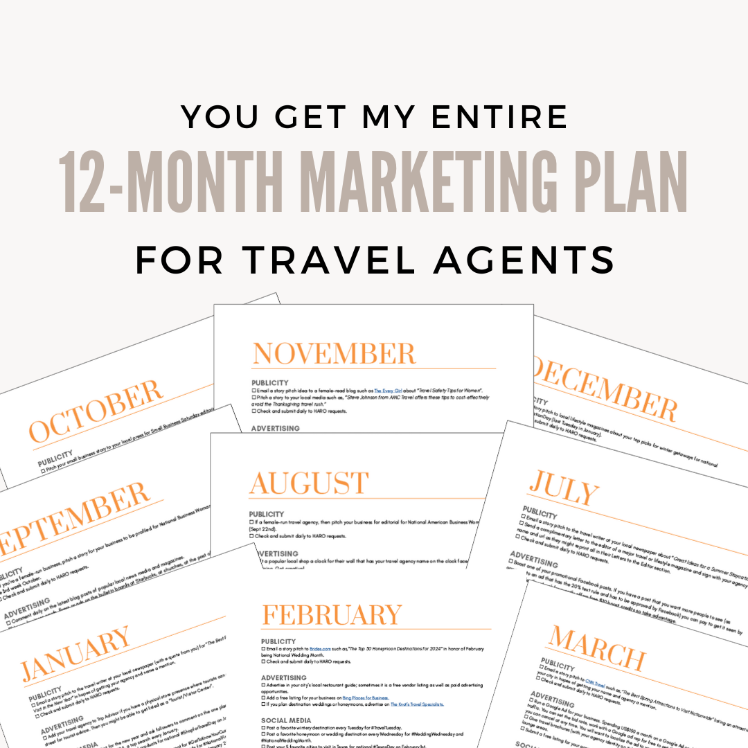 Travel Agent 12 Month Marketing Plan