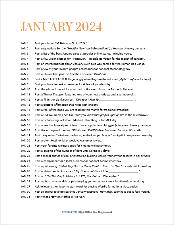 365 Social Media Posting Ideas Content Calendar Printable PDF