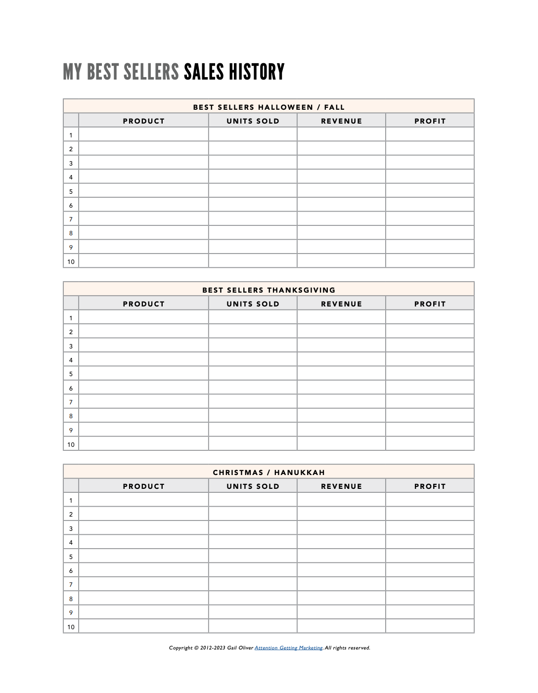 Etsy Holiday Sales Planner