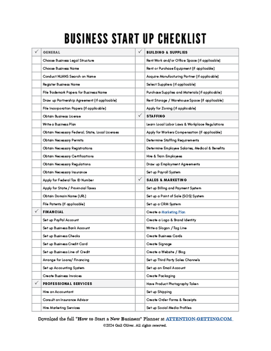 free checklist to start a business pdf